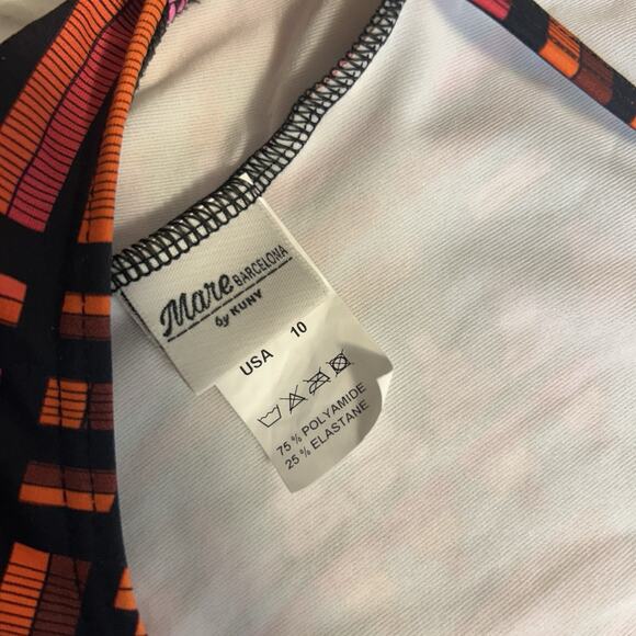 Kuny Mare Barcelona Kente Print One Piece Swimsuit Size 10 Cheeky Geometric - Picture 7 of 8